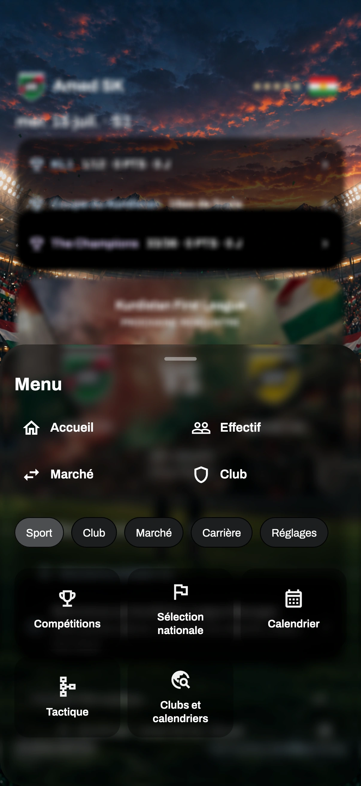 Le menu du jeu