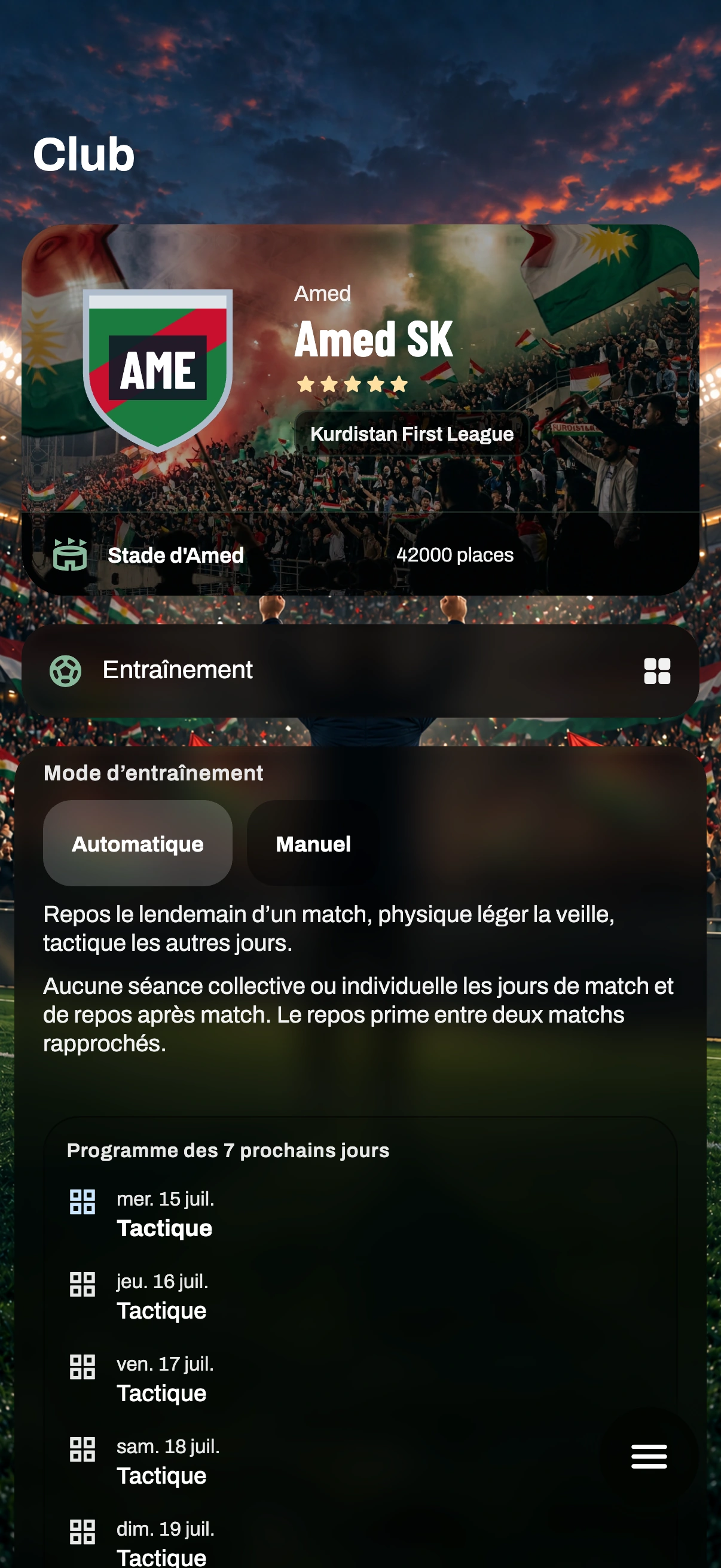 Aperçu du jeu — Entraînement & formation